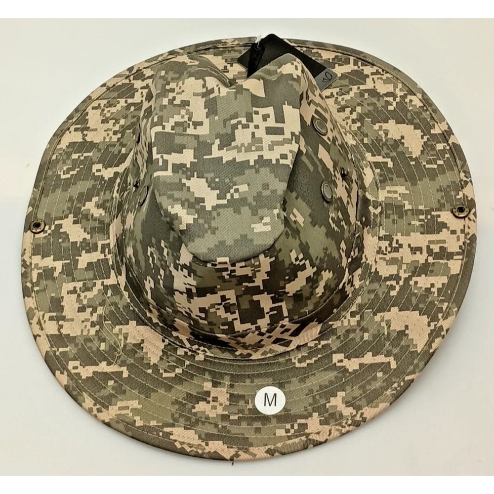 Outdoor Wide Brim Bucket Hat Digital Camo UPF 50 Adjustable Size L NWT
